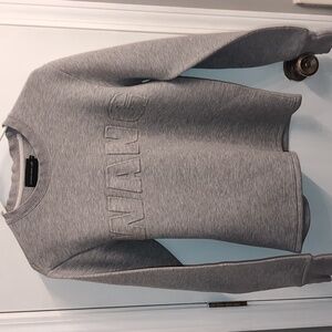 Alexander Wang X H&M Scuba Neoprene Gray Embossed Logo Crewneck Sweatshirt Small